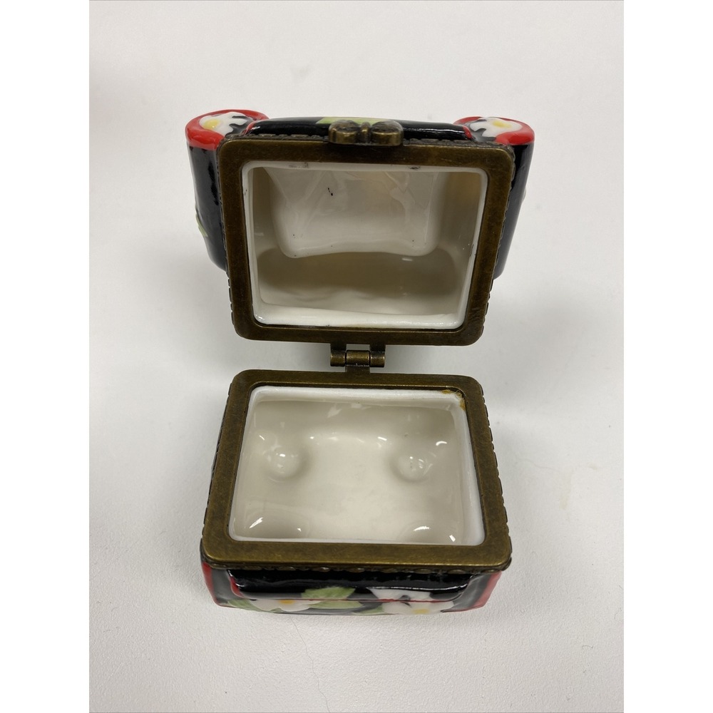 Mary Engelbreit Porcelain Trinket Box Floral Chair Heart Cat Hinged Enesco 1998 - Picture 6 of 11